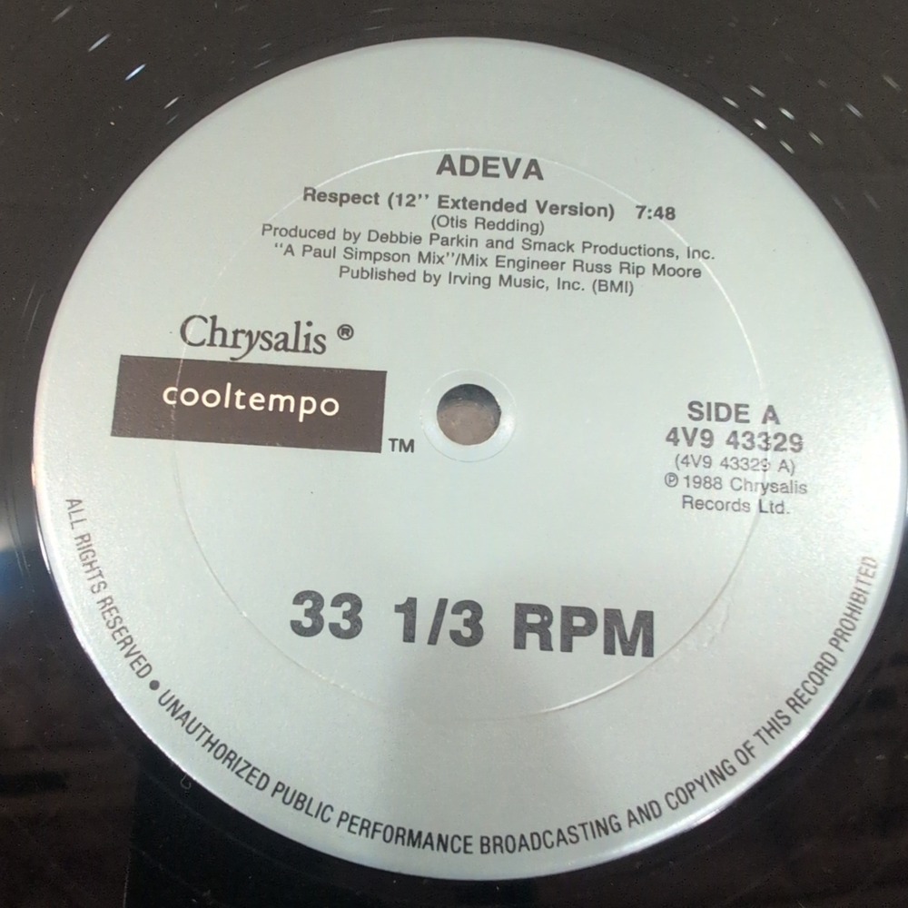Adeva Respect 12 inch Vinyl Single 1988 Chrysalis Cooltempo 4V9 43329 VG - Picture 5 of 7